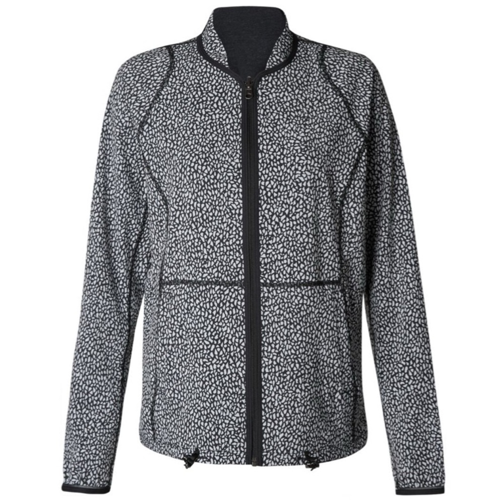 Lululemon Real Quick Jacket Mosaic Black Heathered Texture Printed reversible 4